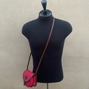 Vera Pelle Made In Italy Pink & Brown Leather small Crossbody Bag
